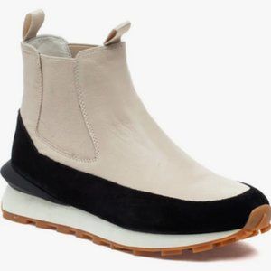 J Slides Cream and Black Ankle Boots